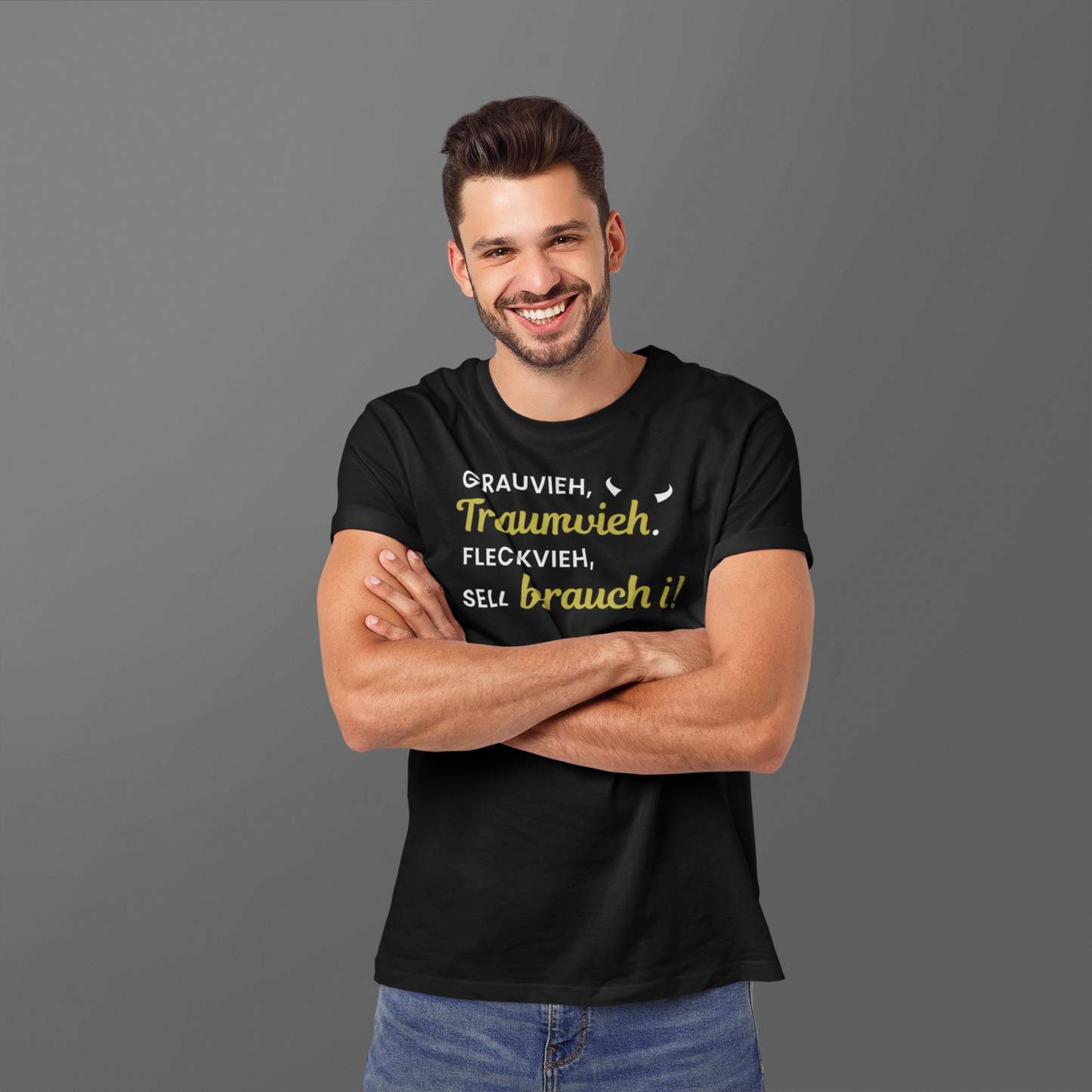 Grauvieh, Traumvieh. Fleckvieh sell brauch i - Unisex Shirt Premium